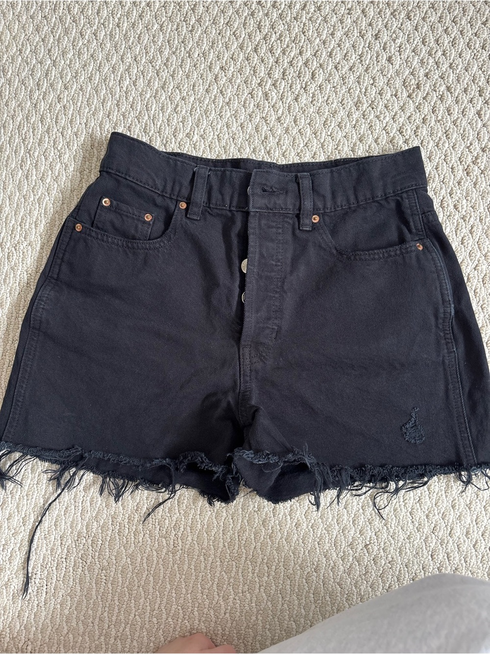 PacSun Black Distressed High-Rise Denim Shorts